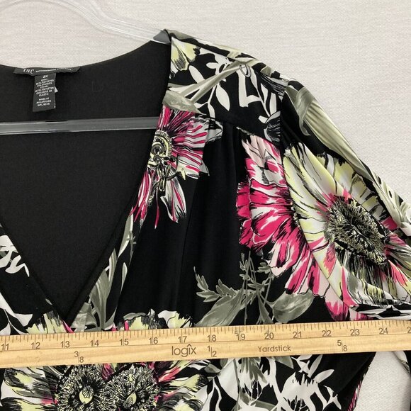 INC International Concepts Floral Wrap Stretch Knit Asymmetric Hem Midi Dress 2X - Picture 11 of 11